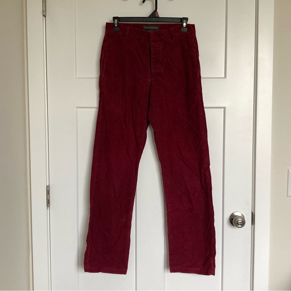Banana Republic Women’s Corduroy Dark Red Pants, Waist 28 & Length 32